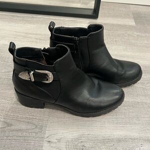 Black Booties with Silver Belt
